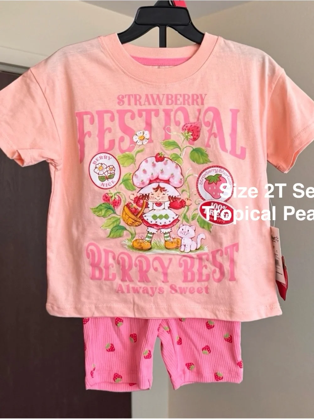 Strawberry Shortcake Toddler Girls Graphic Tee and Bike Shorts Set, 2-Piece,2T